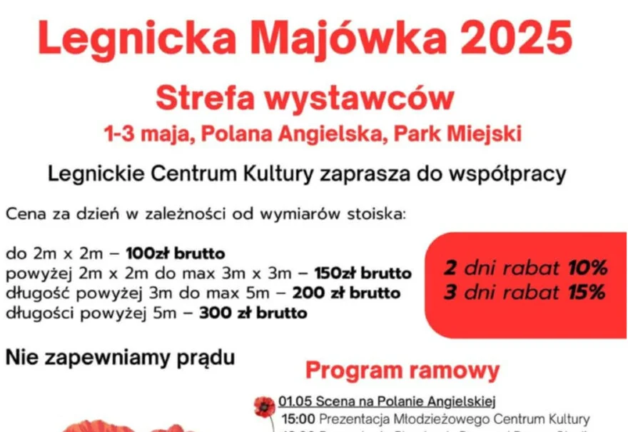 Poszukujemy wystawców na Legnicką Majówkę!