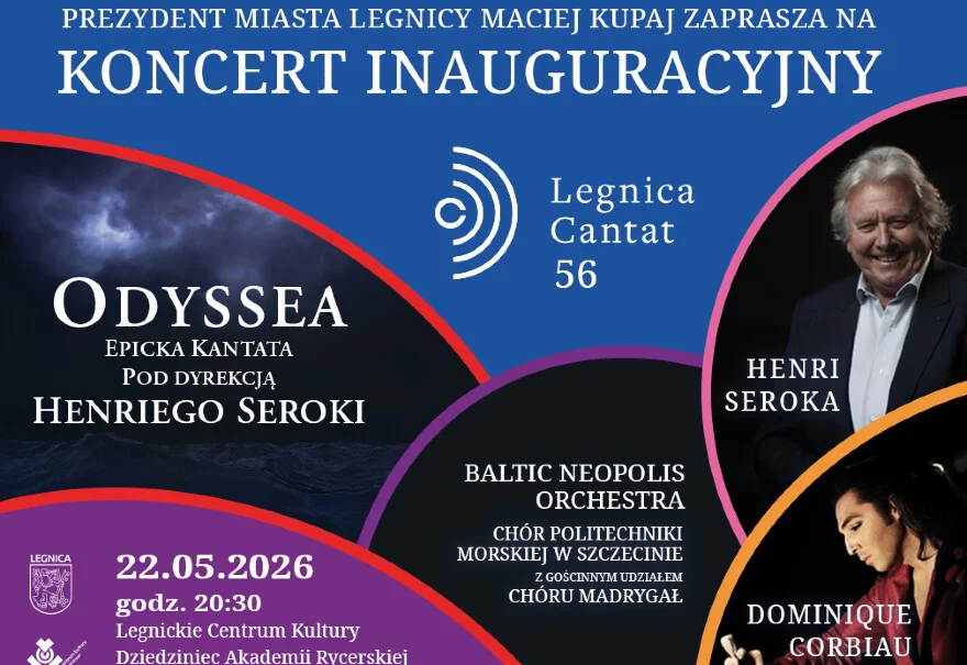Grafika promująca Koncert Inauguracyjny Legnica Cantat 56 „Odyssea”